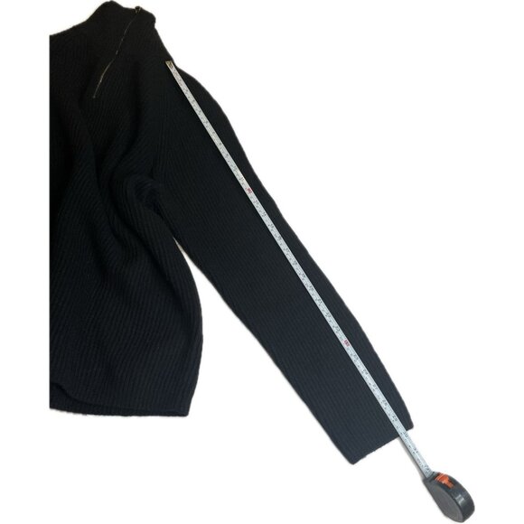 Banana Republic Mens Iltalian Wool-Blend Half-Zip Sweater Ribbed Black L - Picture 8 of 10